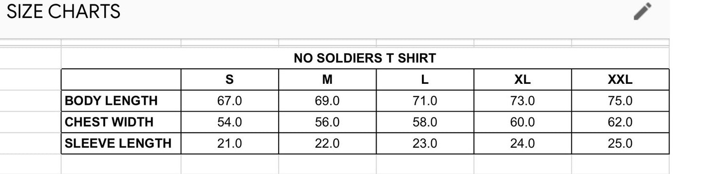 NO SOLDIERS TEE // BLK/WHITE